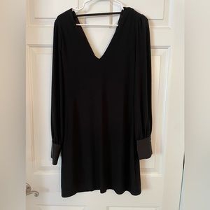 White House Black Market Satin-Trim Knit Shift Dress. Size medium.